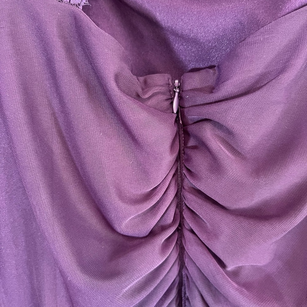 NWT David's Bridal XSCAPE Woman Joanna Chen Purple Lace Shoulder Drape Dress 18 - Picture 12 of 16